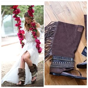 🆕️ Emonk Ibiza Boho Native Soul High Boot Suede Sandals UNIQUE Size 9 Bohemian